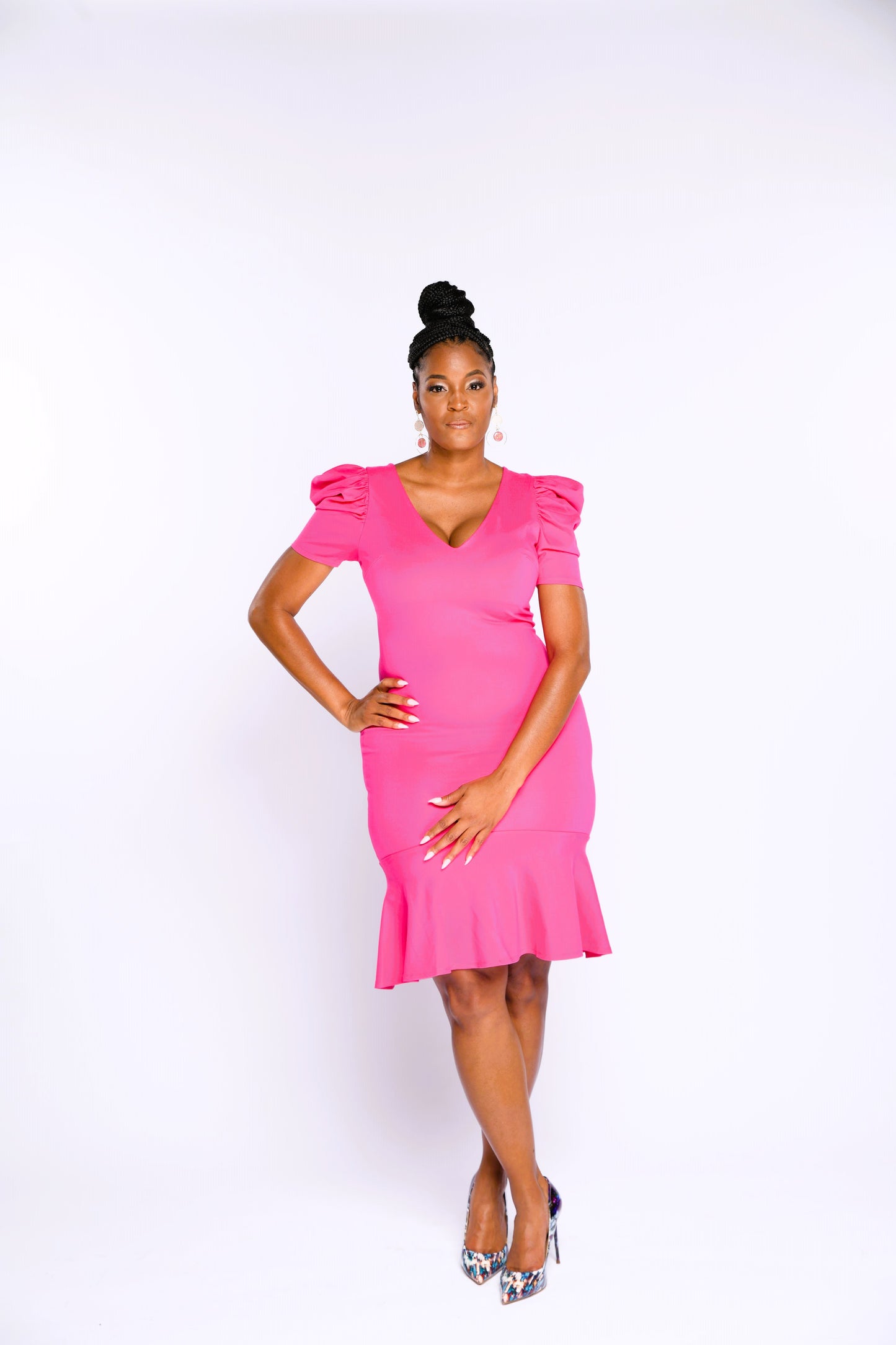Keia's Puff Sleeve Midi Dress