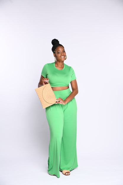 Jade's Crop Top and Palazzo Pants Set