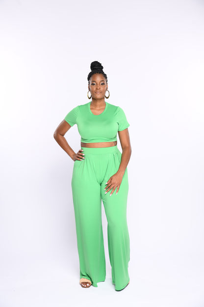 Jade's Crop Top and Palazzo Pants Set