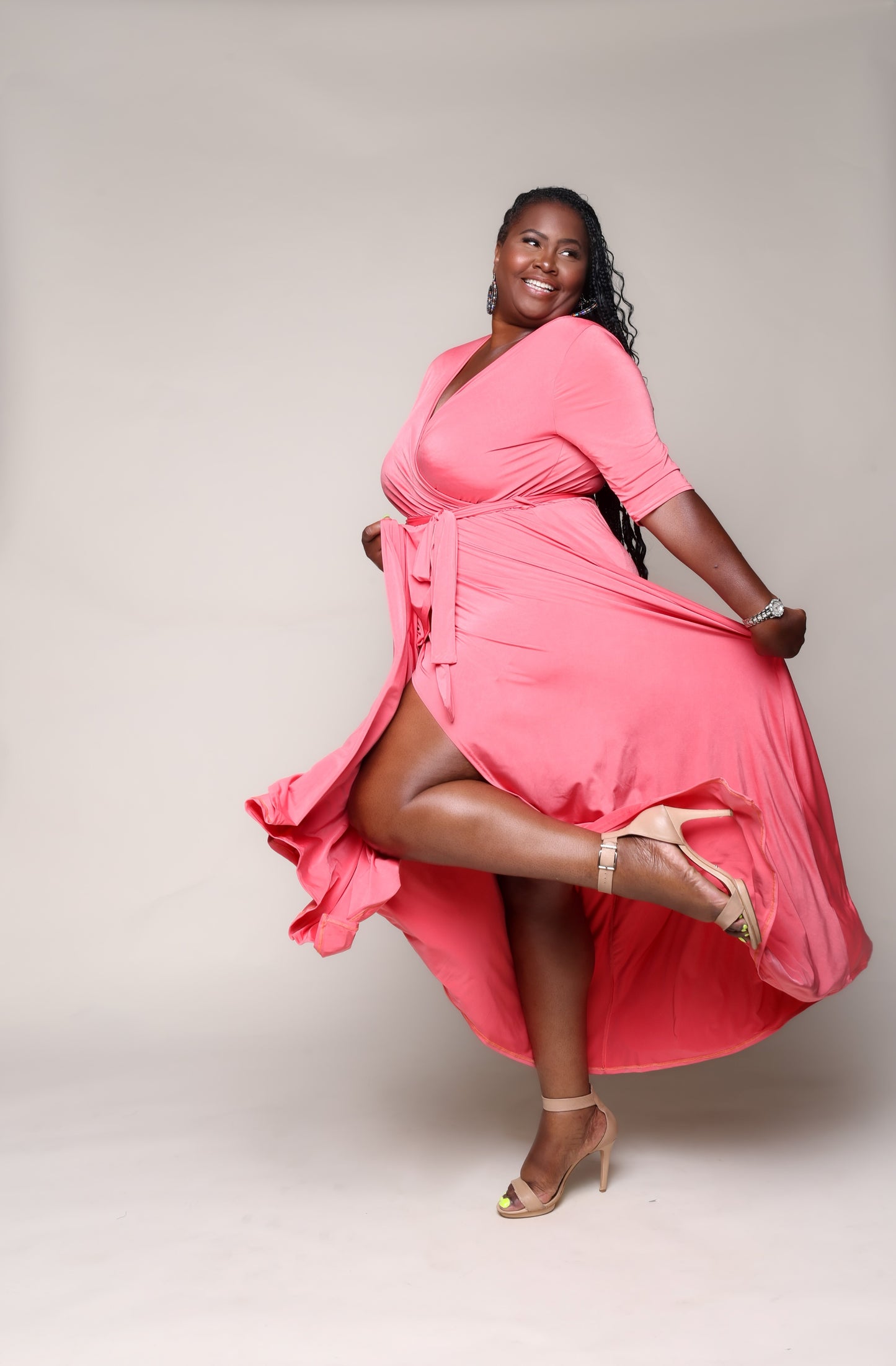 Summertime Fine Coral Maxi (Plus Size)