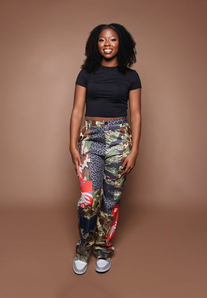Wide Leg Multi Pattern Camo Pants