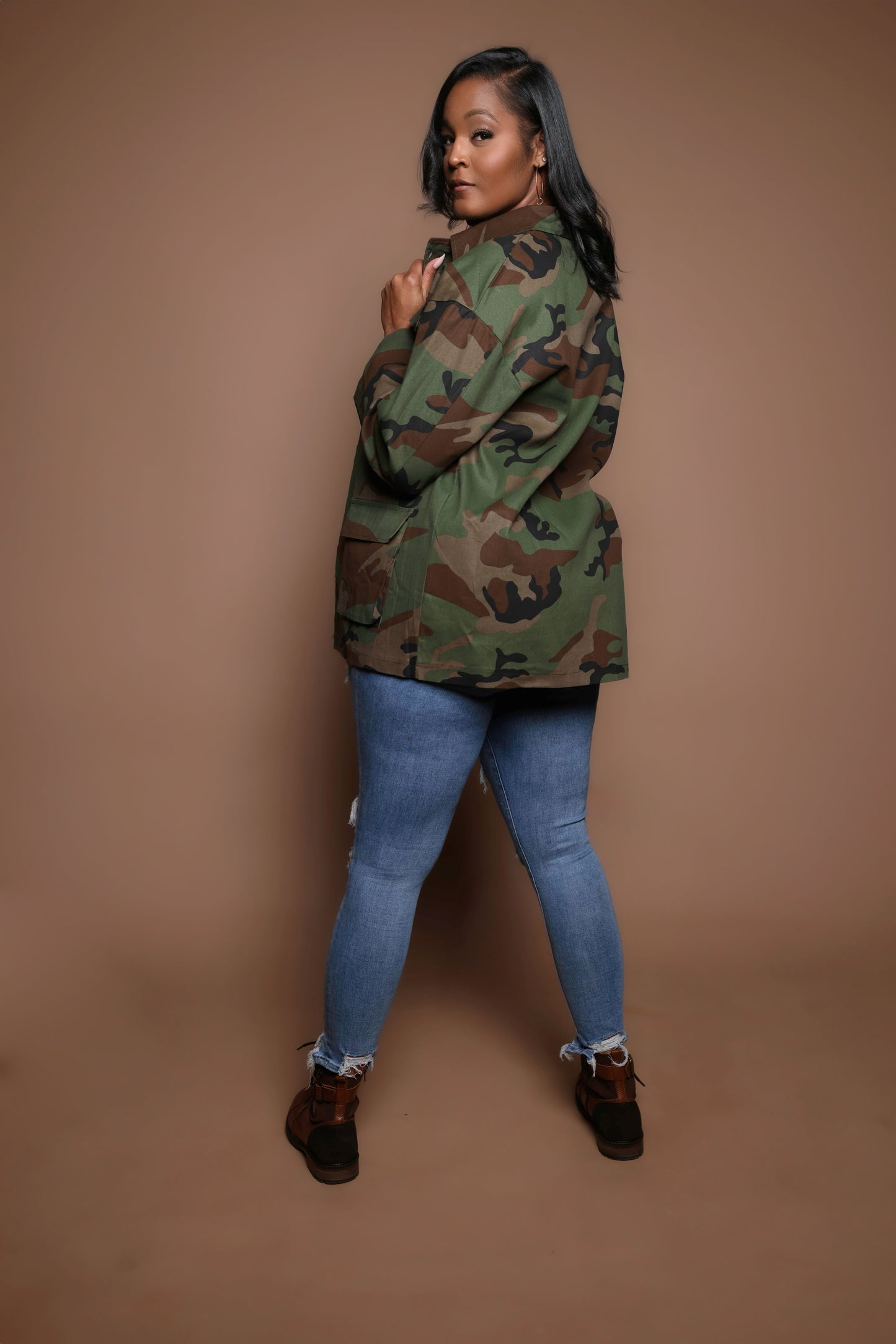 Green Camouflage Long Sleeve Jacket